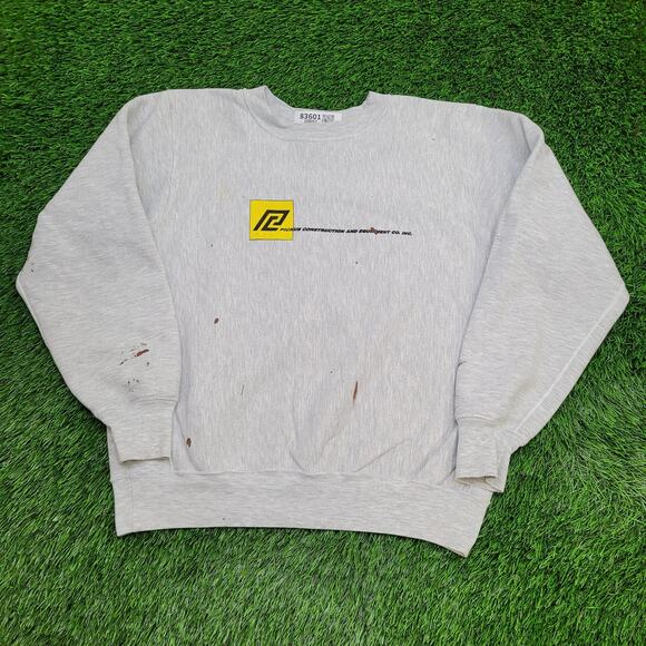 Vintage 80s Pickus Construction Sweatshirt XL 24x24 Crop Boxy USA - Picture 1 of 16